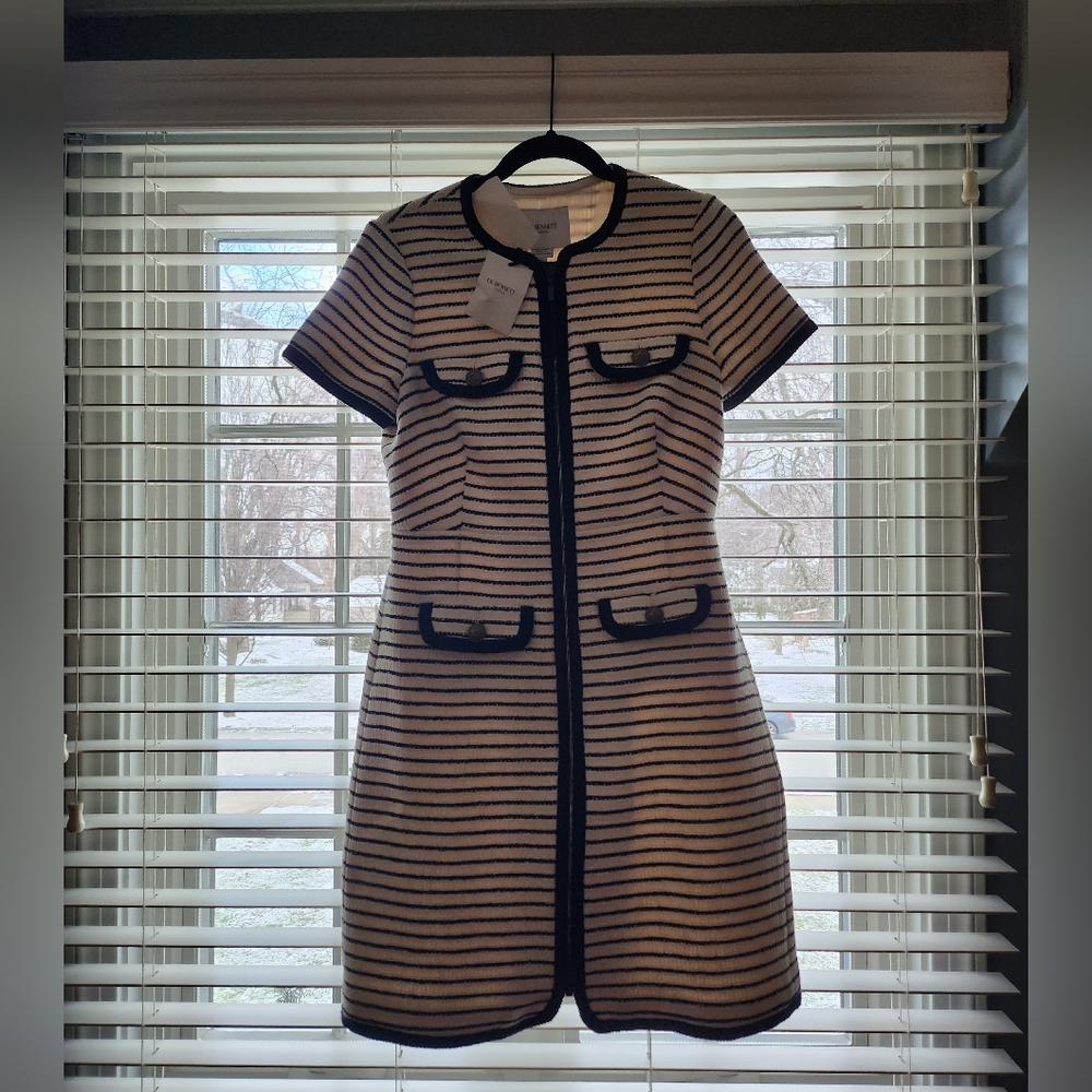 NEW LK Bennett strip knit zipper dress.